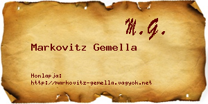 Markovitz Gemella névjegykártya